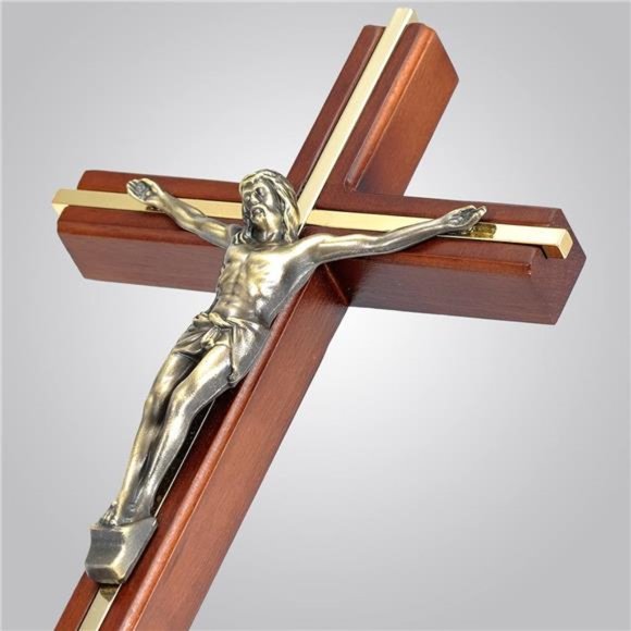 Crucifix Wall Cross, Handmade Catholic Wooden Crosses Wall Decor, 10 Inch - Picture 2 of 6